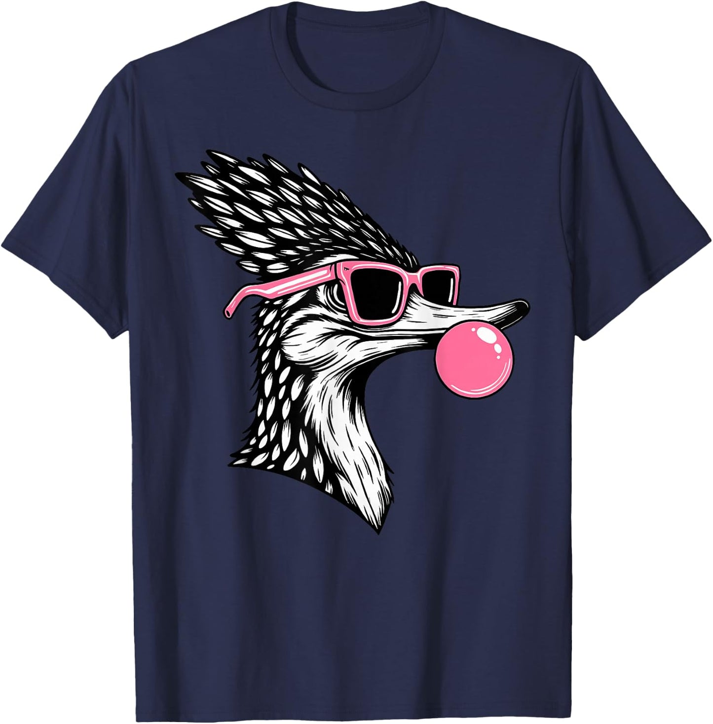 Roadrunner Blowing Bubble Gum Bird Watcher Nature Lover T-Shirt - T-Shirt | Navy