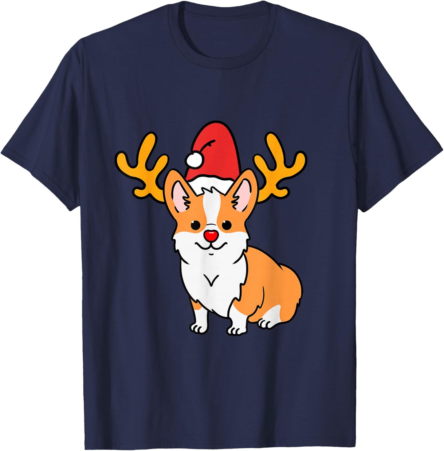 Corgi Reindeer Corgi Christmas T-Shirt - T-Shirt | Navy