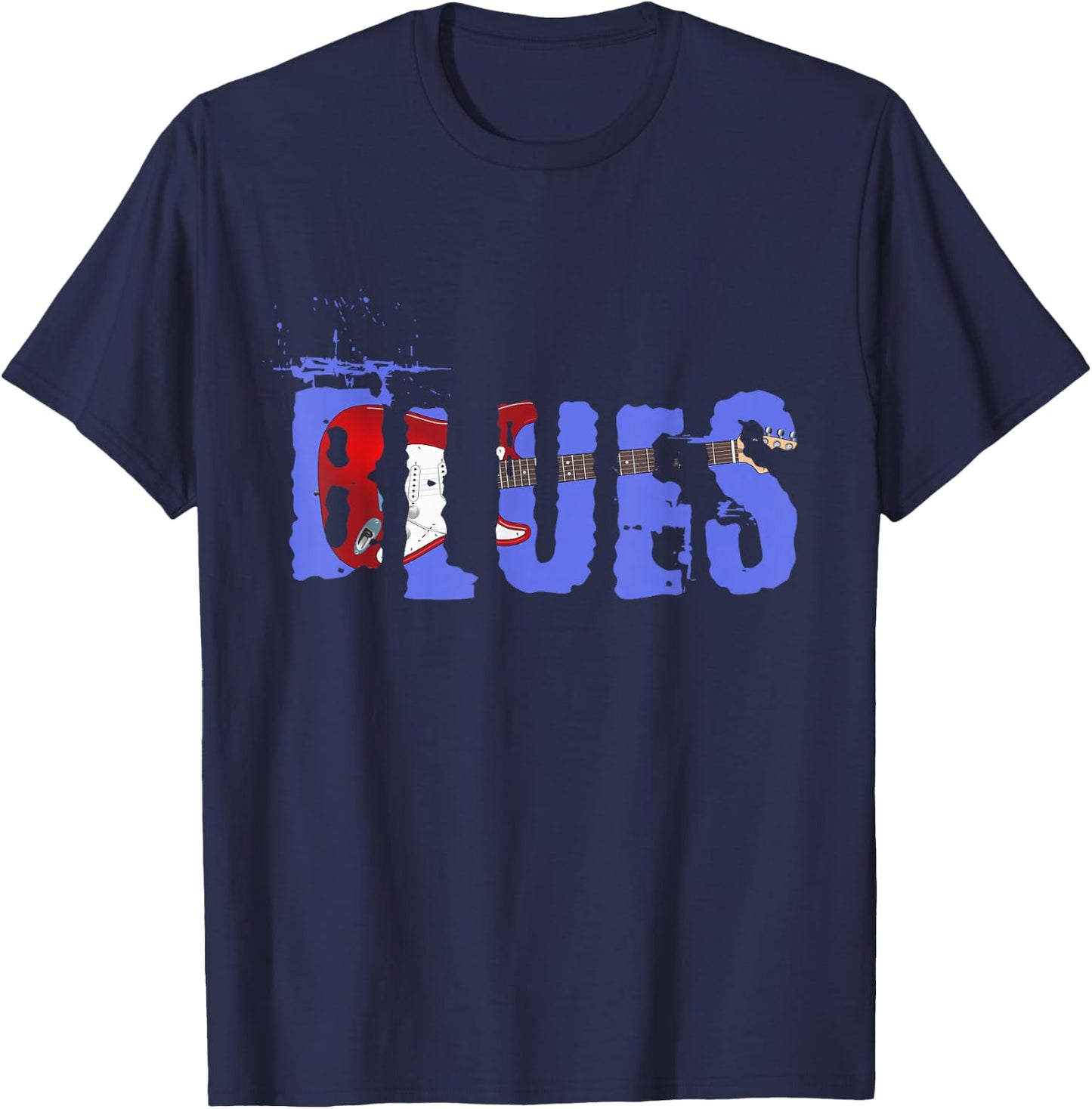 Vintage Look Blues Guitar T-Shirt - T-Shirt | Navy