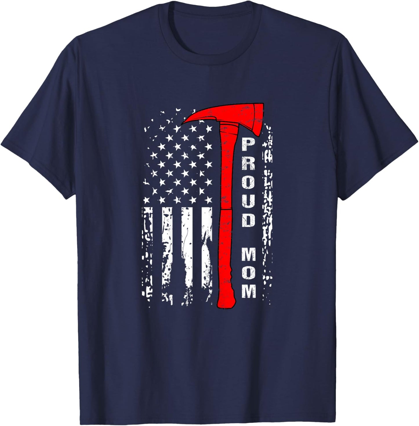 Firefighter Mom Shirt Proud Mom of Brave Firefighter T-Shirt - T-Shirt | Navy