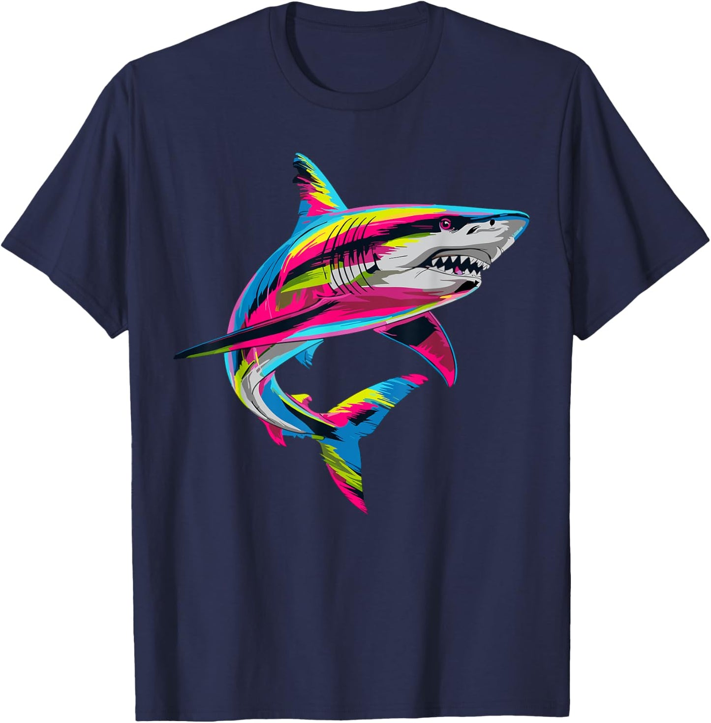 Shark Animal Biology Sea Colorful Shark Lover T-Shirt - T-Shirt | Navy