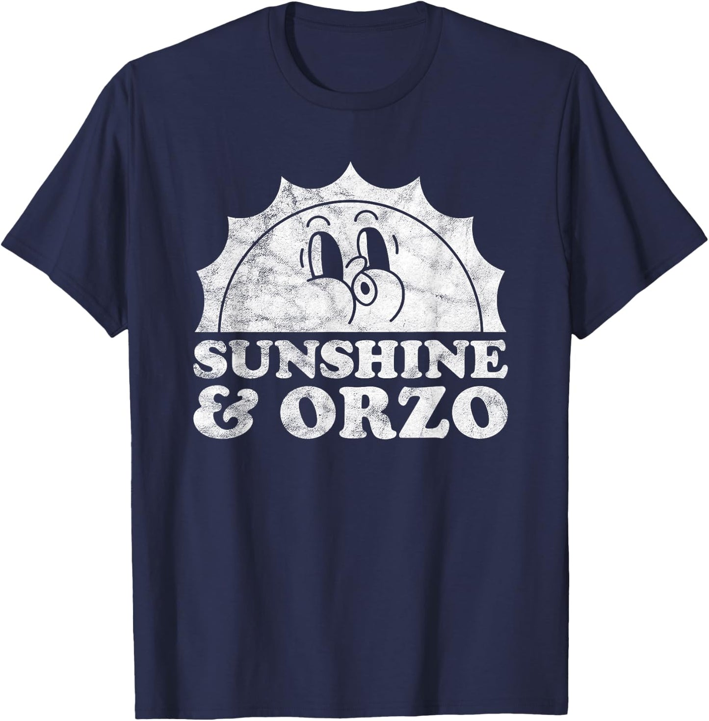 Sunshine and Orzo Retro Vintage Sun Pasta Women Kids T-Shirt - T-Shirt | Navy