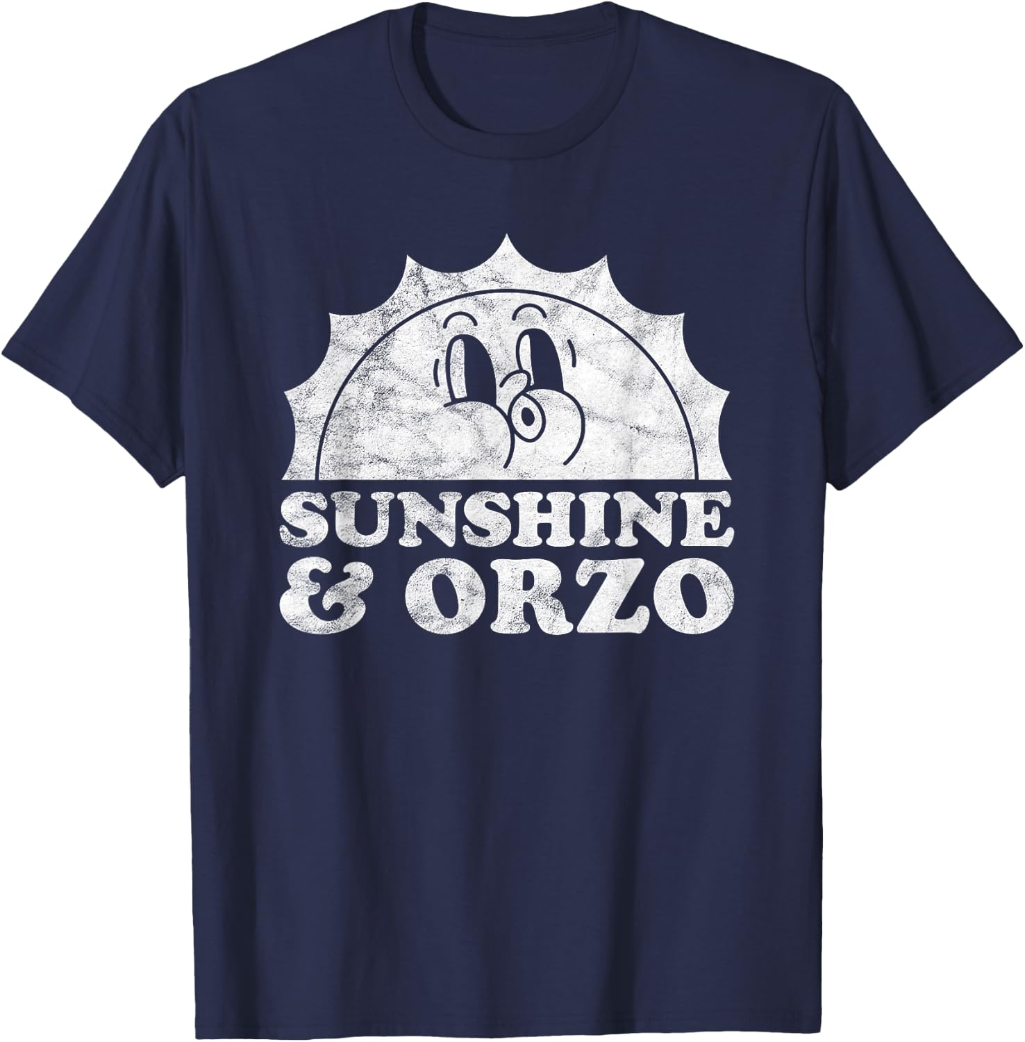 Sunshine and Orzo Retro Vintage Sun Pasta Women Kids T-Shirt - T-Shirt | Navy