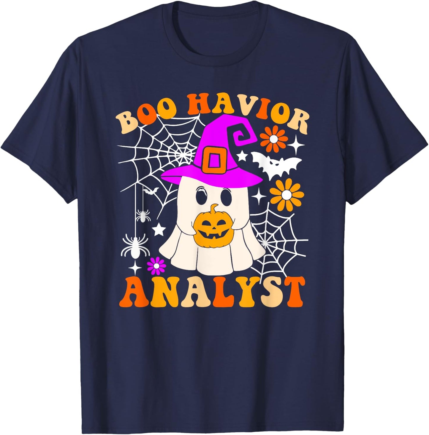 Boo Havior Analyst Funny Ghost Halloween Behavior Therapist T-Shirt - T-Shirt | Navy