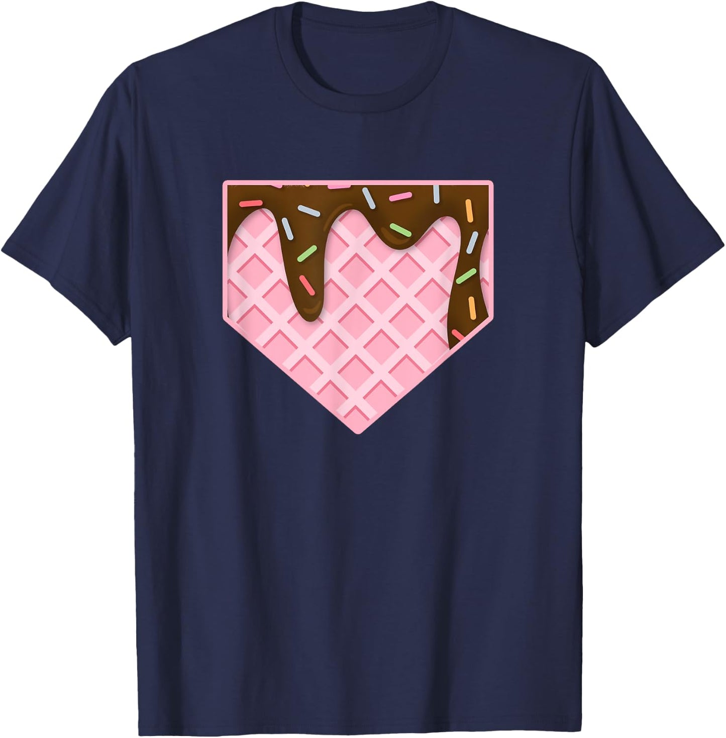 Home Plate Drip Ice Cream Sprinkles Softball Baseball Fans Men Women Girls Kids T-Shirt - T-Shirt | Navy