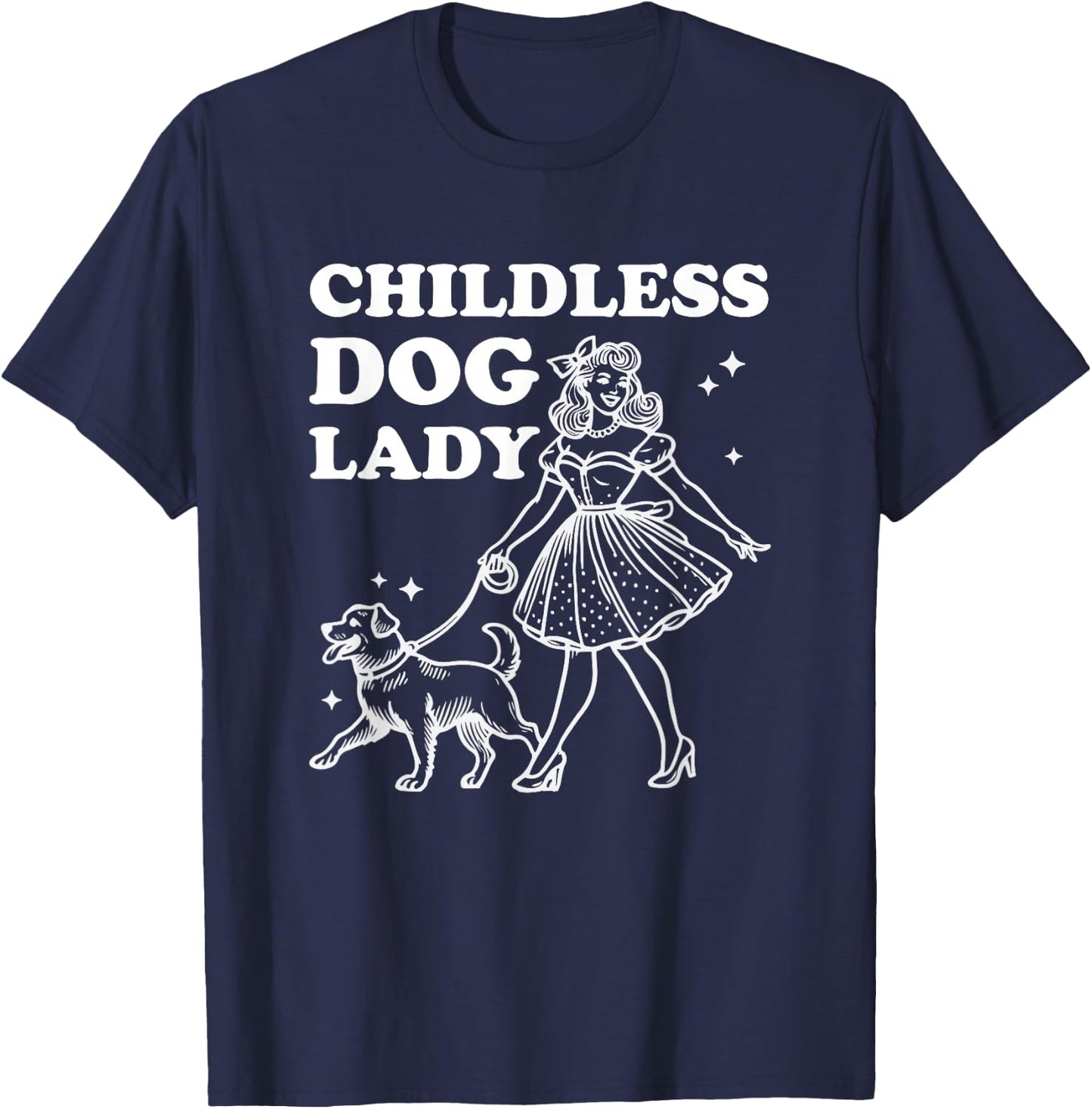 Childless Dog Lady Funny Pet Cat Vote 2024 Ladies is Voting T-Shirt - T-Shirt | Navy