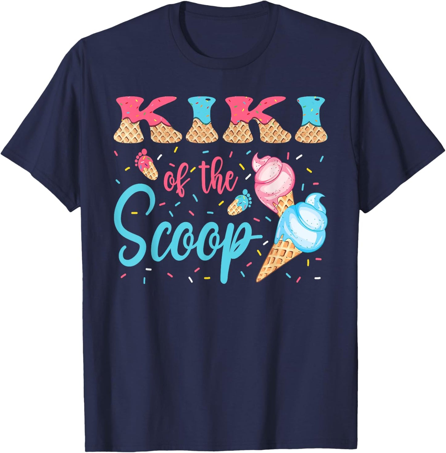 Kiki Of The Scoop Ice Cream Gender Reveal Baby Shower T-Shirt - T-Shirt | Navy