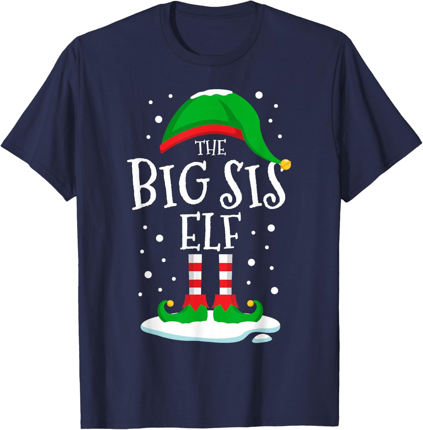 The Big Sis Elf Christmas Family Matching Xmas Sister Funny T-Shirt - T-Shirt | Navy