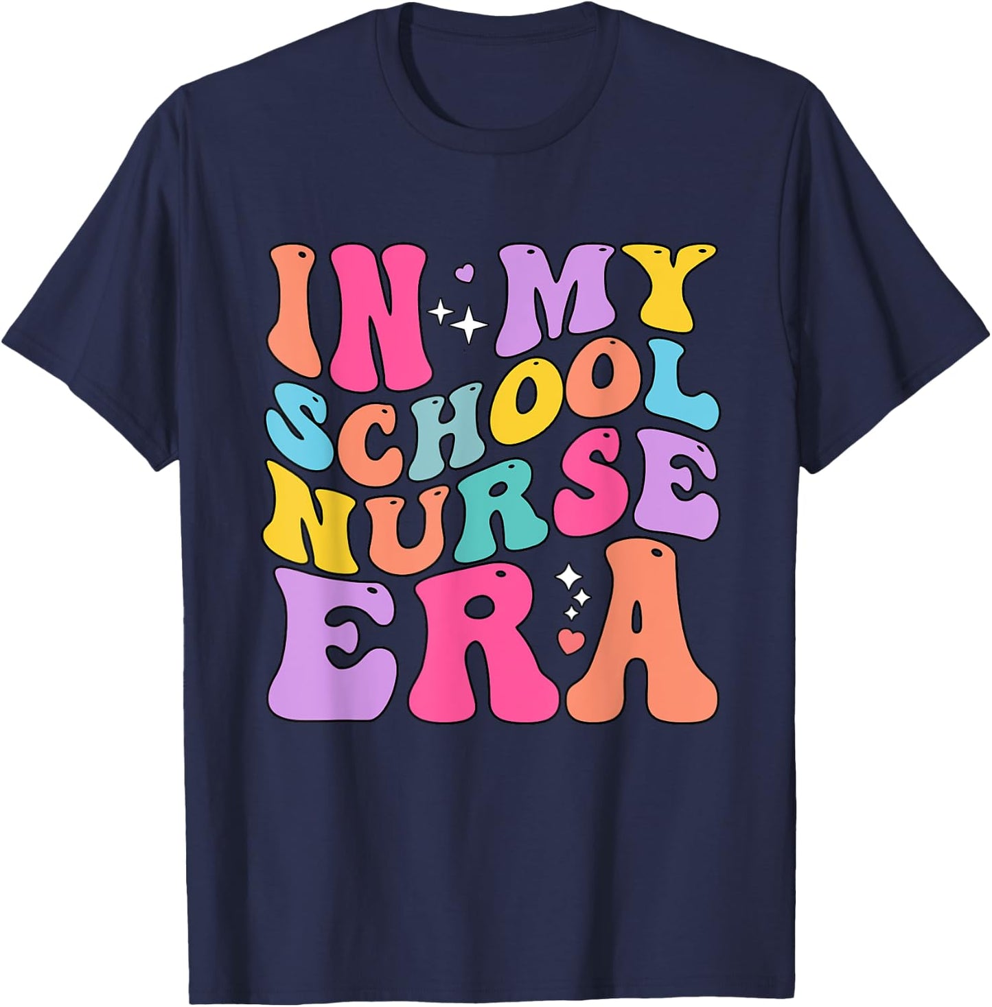 In My School Nurse Era Groovy Back To School T-Shirt - T-Shirt | Navy