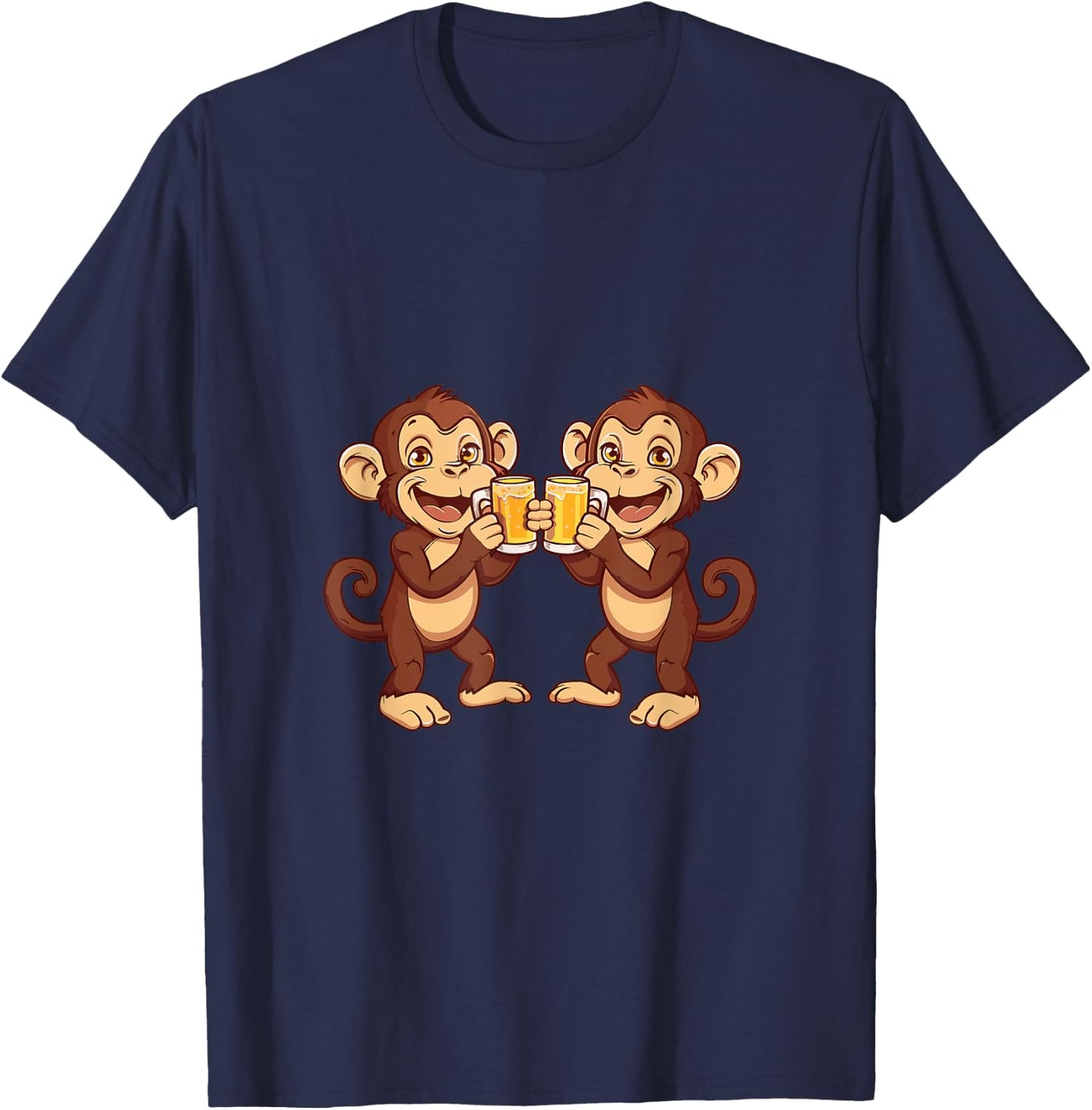 Funny Monkey With Beer | Birthday Party T-Shirt - T-Shirt | Navy