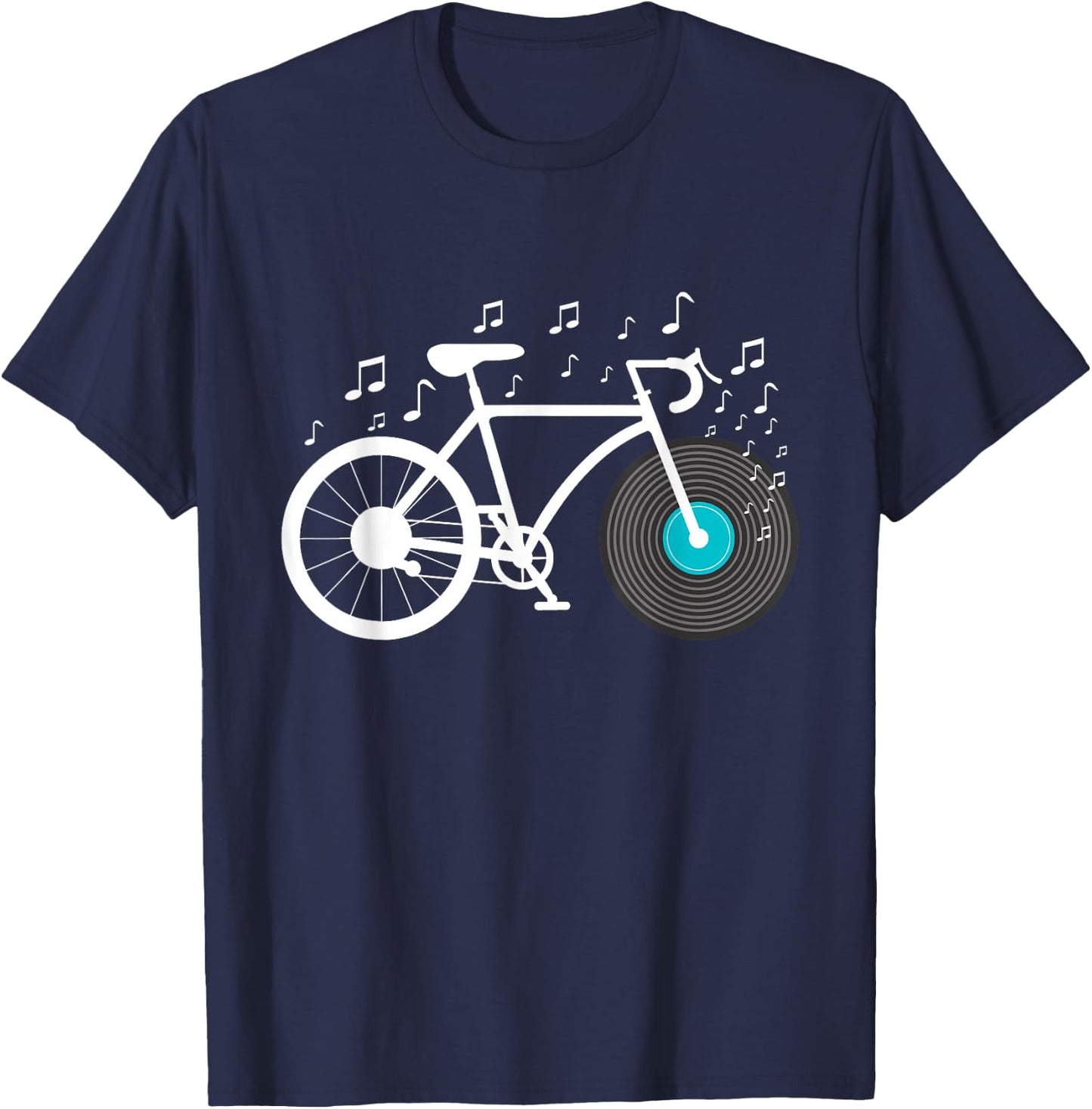 Bicycle Vinyl Record - Cyclist Bike LP Music Collector T-Shirt - T-Shirt | Navy