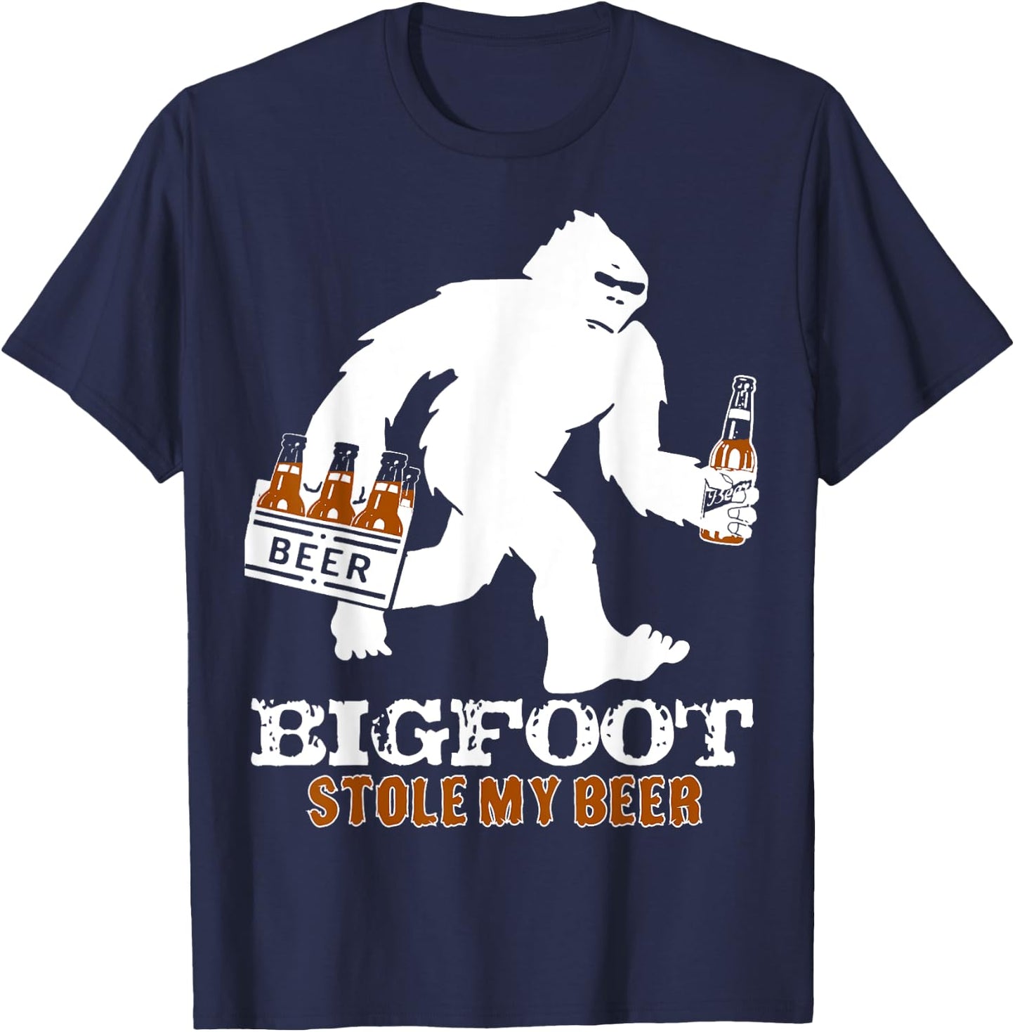 Bigfoot Stole My Beer Shirt Sasquatch Yeti Camping Outdoors T-Shirt - T-Shirt | Navy