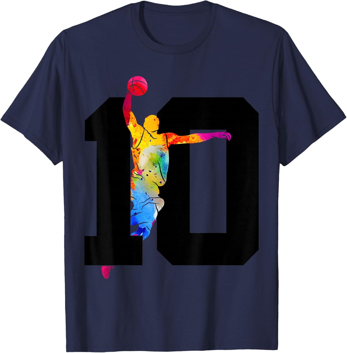 Number 10 Basketball 10th Birthday T-Shirt - T-Shirt | Navy