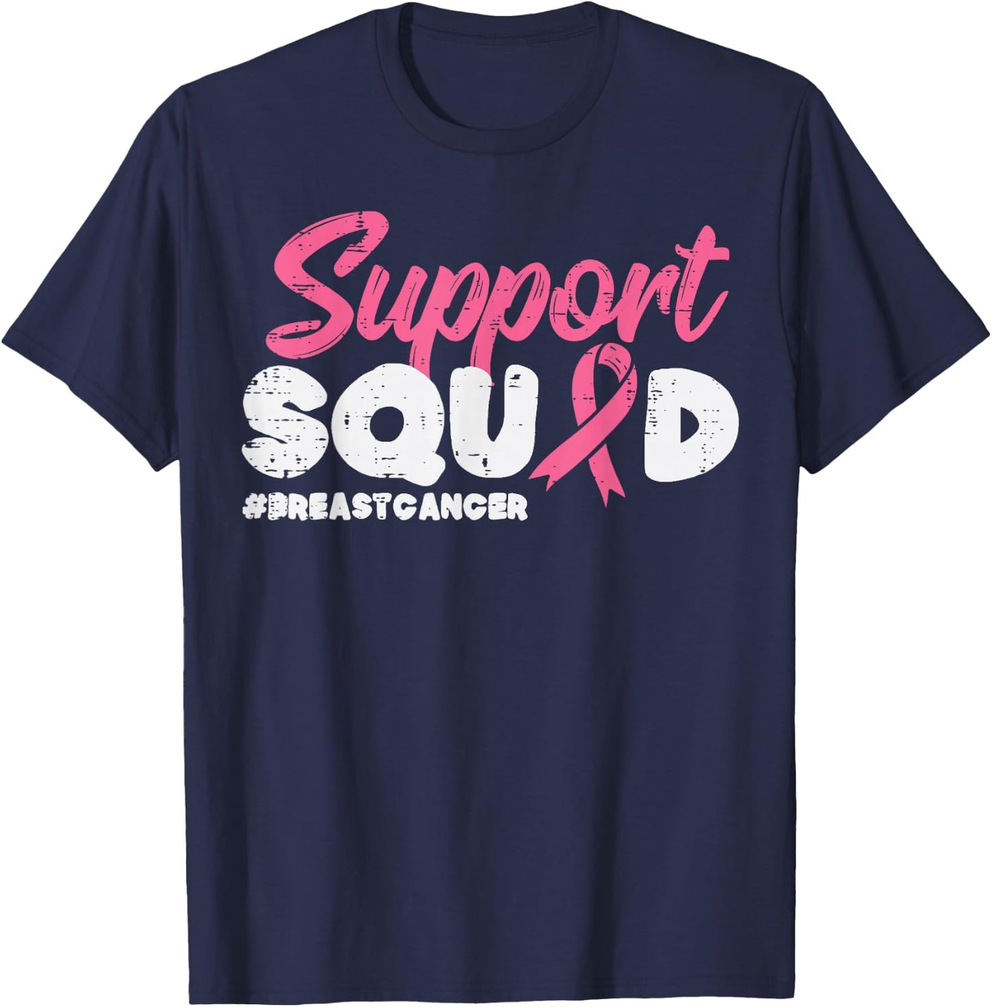 Support Squad Breast Cancer Awareness Ribbon Men Women Kids T-Shirt - T-Shirt | Navy
