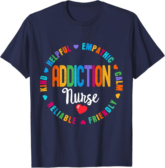 Addiction Nurse Rehab Recovery Nurses T-Shirt - T-Shirt | Navy