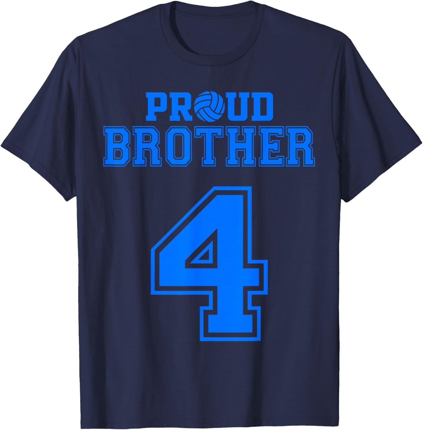 Proud Volleyball Brother Number 4 B T-Shirt - T-Shirt | Navy