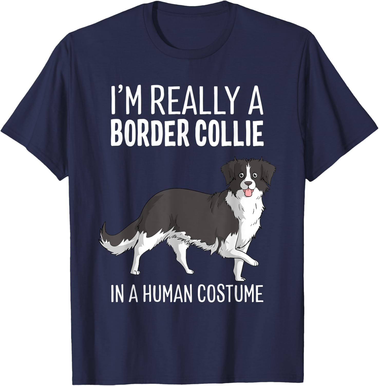 This Is My Human Costume I'm A Border Collie Dog Halloween T-Shirt - T-Shirt | Navy