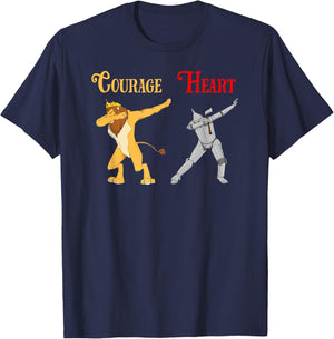 Dabbing Cowardly Lion Courage Tin Man Heart Wizard of Oz T-Shirt - T-Shirt | Navy