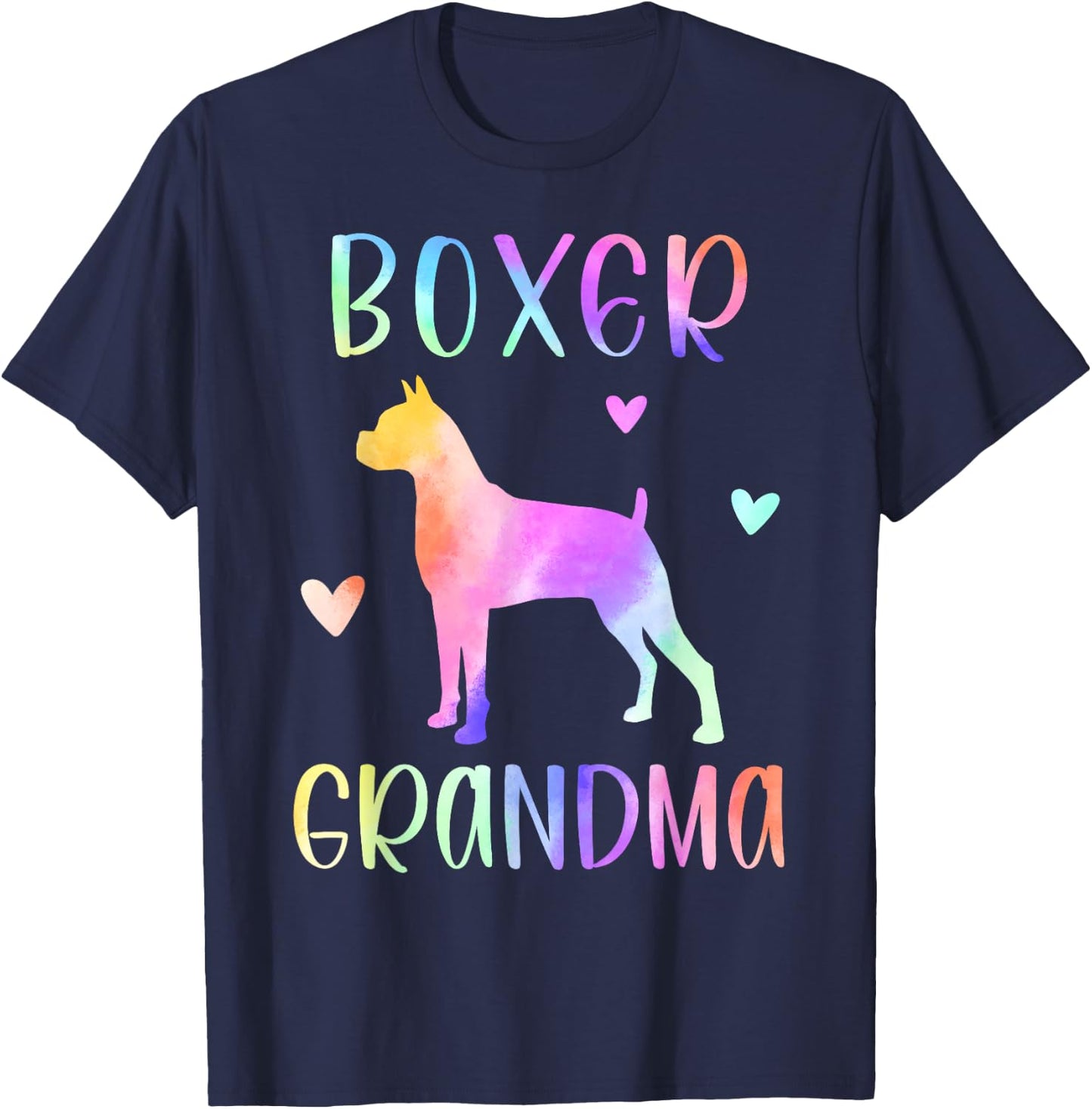 Boxer Grandma Boxer Dog Nana Rainbow Watercolor T-Shirt - T-Shirt | Navy