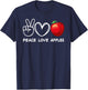 Peace, Love Apples Retro Apple Lover Fruit Lover T-Shirt - T-Shirt | Navy