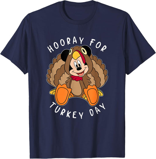 Disney Mickey and Friends Thanksgiving Hooray for Turkey Day T-Shirt - T-Shirt | Navy