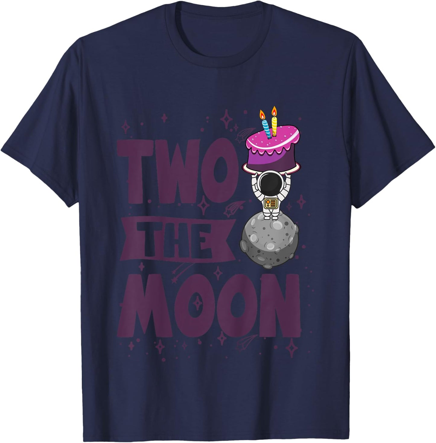 TWO THE MOON Shirt Girls 2nd Birthday Gift 2 Year Old T-Shirt - T-Shirt | Navy