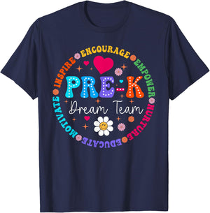 Pre K Dream Team Back To School Boys First Day Teacher T-Shirt - T-Shirt | Navy