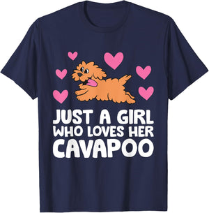 Just A Girl Who Loves Her Cavapoo T-Shirt - T-Shirt | Navy