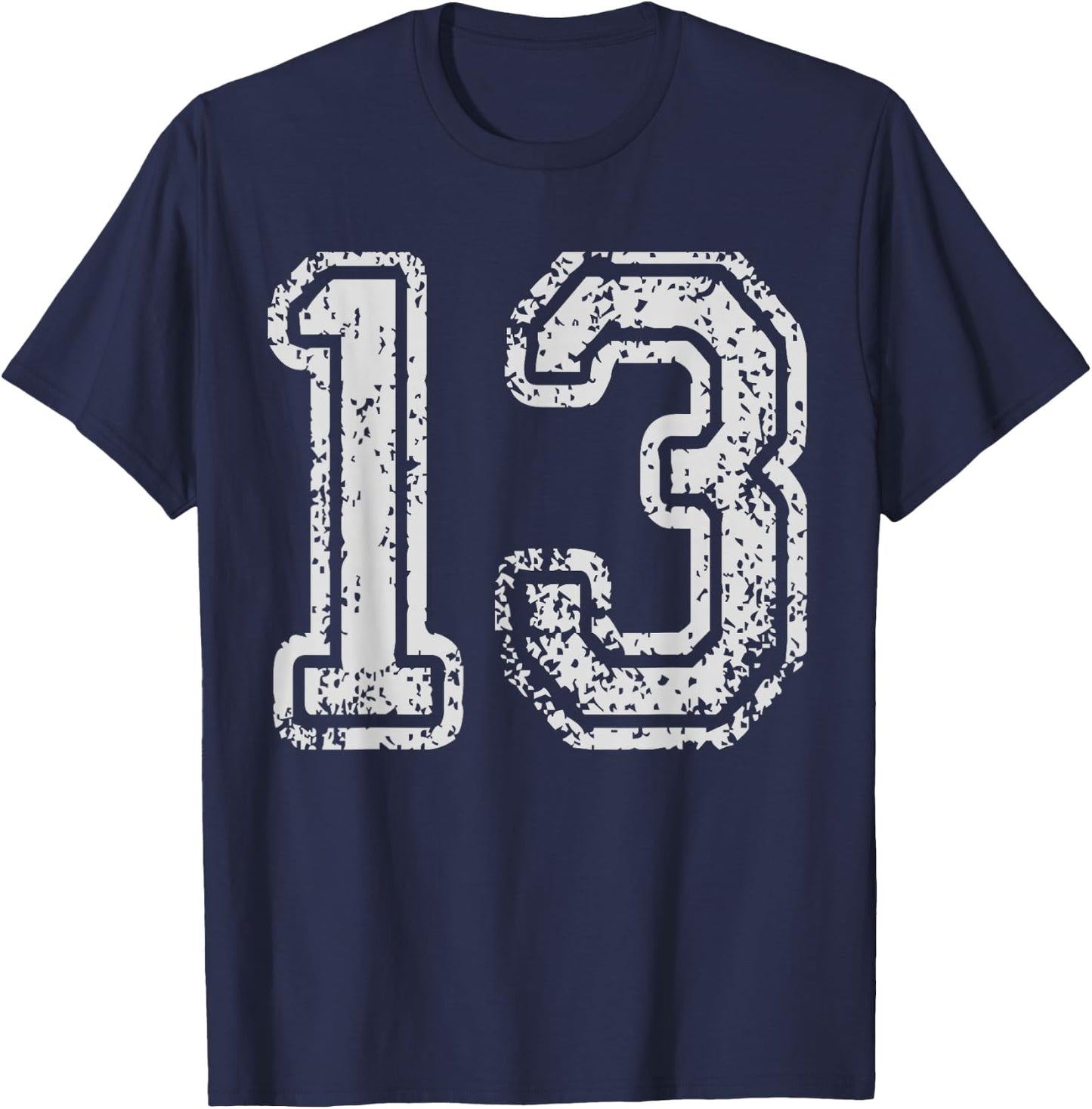 Team Jersey Uniforms Number 13 Thirteen School Sports Bdays T-Shirt - T-Shirt | Navy