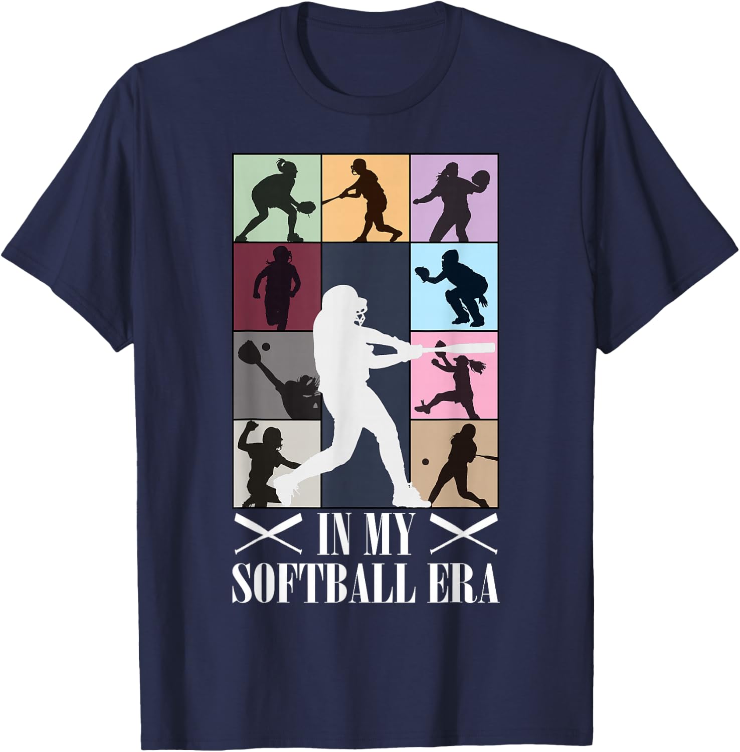 in My Softball Era Funny Softball Girl Player Lover T-Shirt - T-Shirt | Navy