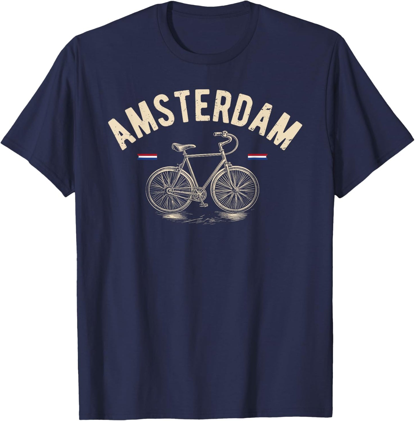 Vintage Bicycle Amsterdam Netherlands | Bike Lover T-Shirt - T-Shirt | Navy