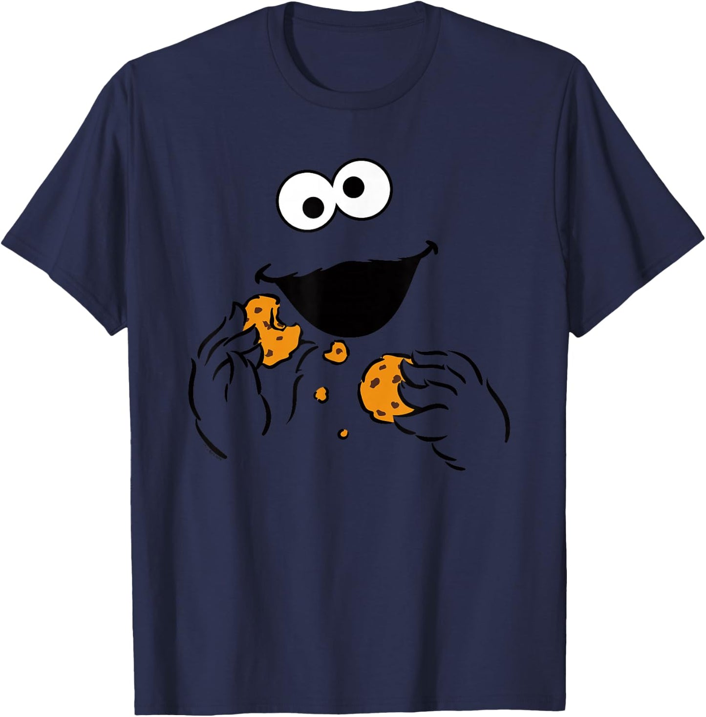 Sesame Street Cookie Monster Om Nom Face Halloween Costume T-Shirt - T-Shirt | Navy