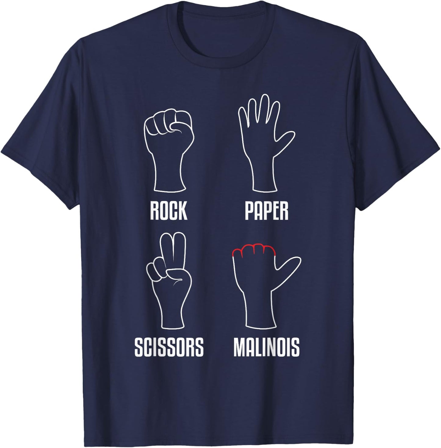 Rock Paper Scissors Malinois Funny Belgian Malinois Dog T-Shirt - T-Shirt | Navy