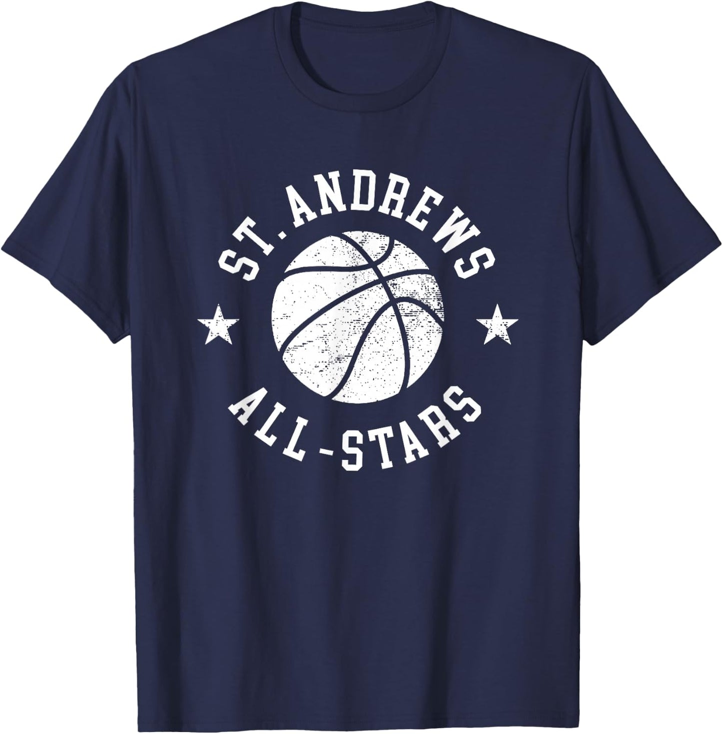 St. Andrews Vintage All-Stars Retro 80s Basketball T-Shirt - T-Shirt | Navy