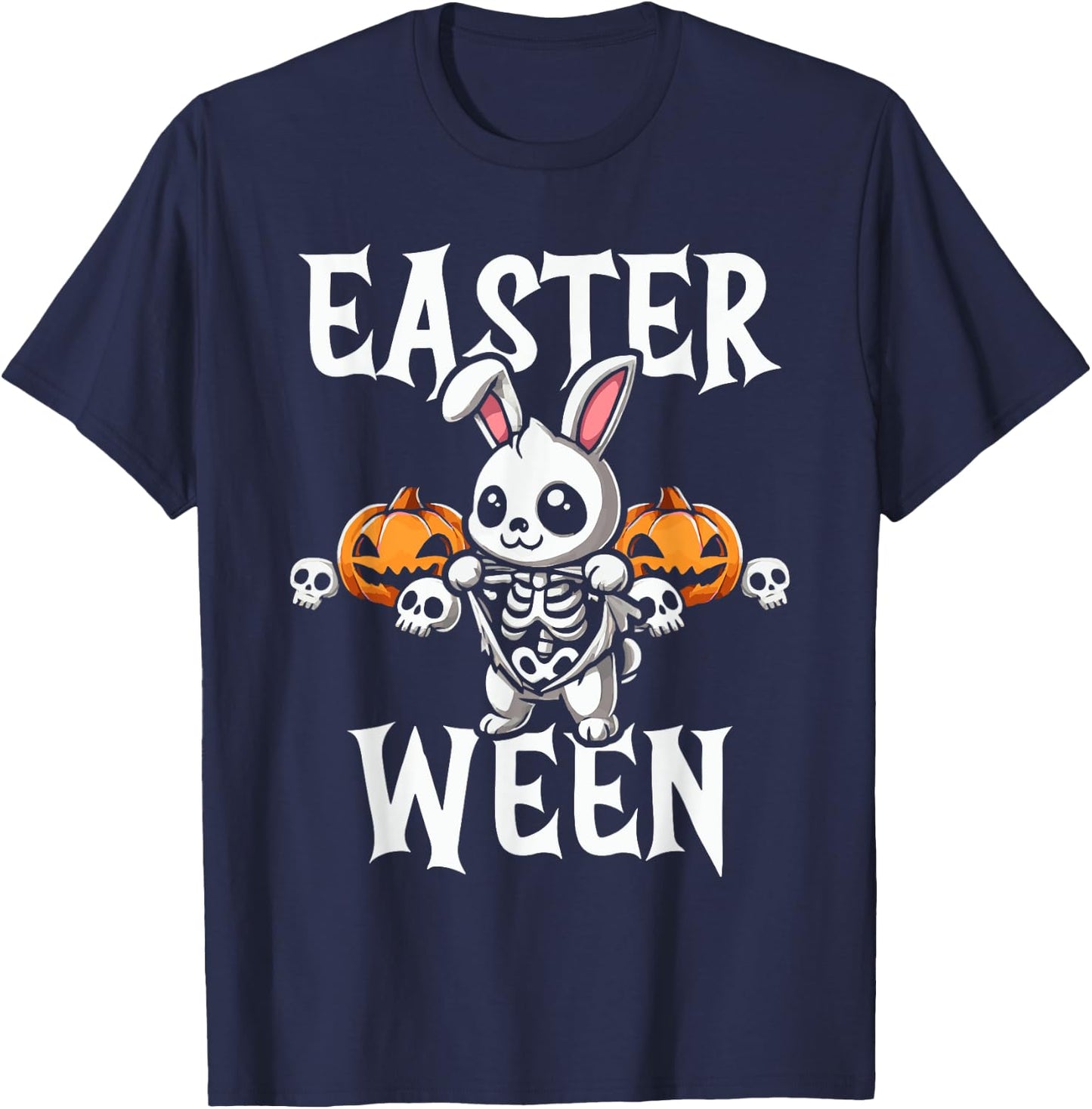 Easter Ween Skeleton Bunny Halloween Theme T-Shirt - T-Shirt | Navy