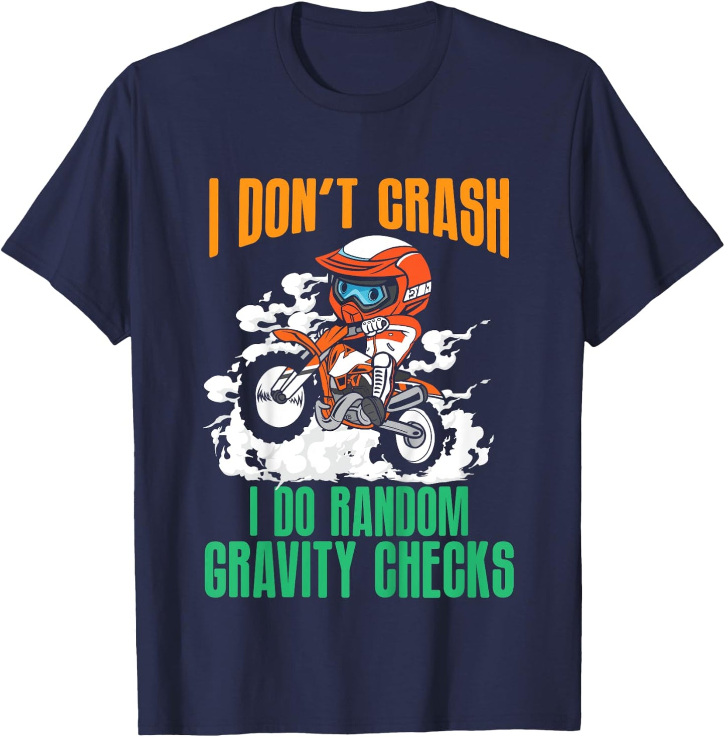 Kids Funny Gravity Check Dirt Bike Motocross Motorcycle Crash MX T-Shirt - T-Shirt | Navy