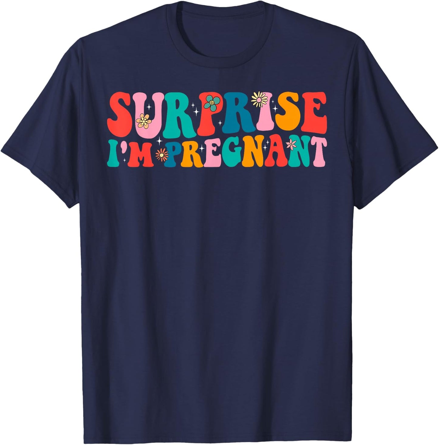 Surprise I'm Pregnant - Pregnancy Announcement Women Retro T-Shirt - T-Shirt | Navy