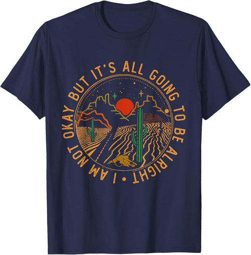 Vintage Funny Music Designs I'm Not Okay But It's Going To Be Alright Road Mountains -Adults Black Small