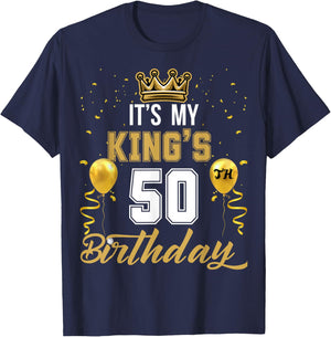 It's My King's 50th Birthday Ideas Celebrate Adults Vintage T-Shirt - T-Shirt | Navy