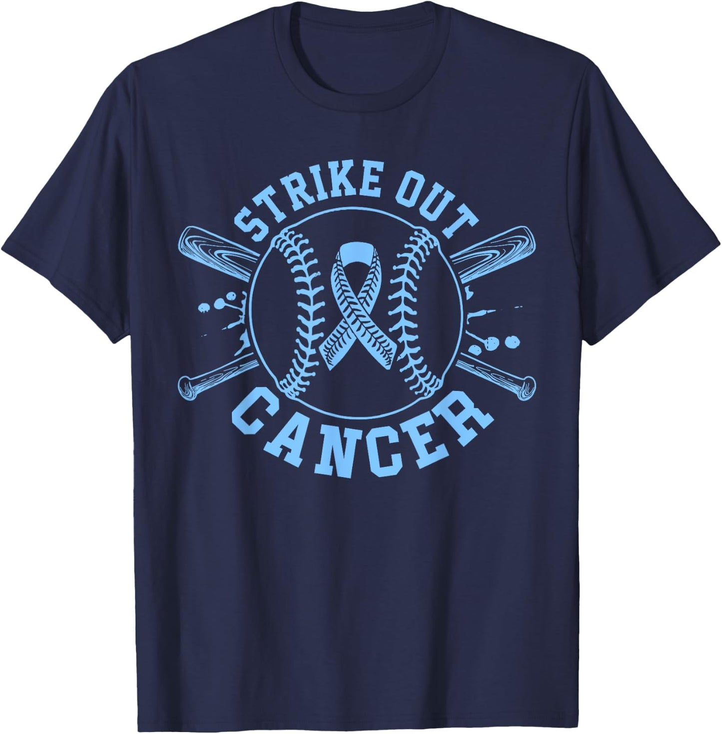 Strike Out Prostate Cancer Baseball Gameday Cancer Awareness T-Shirt - T-Shirt | Navy