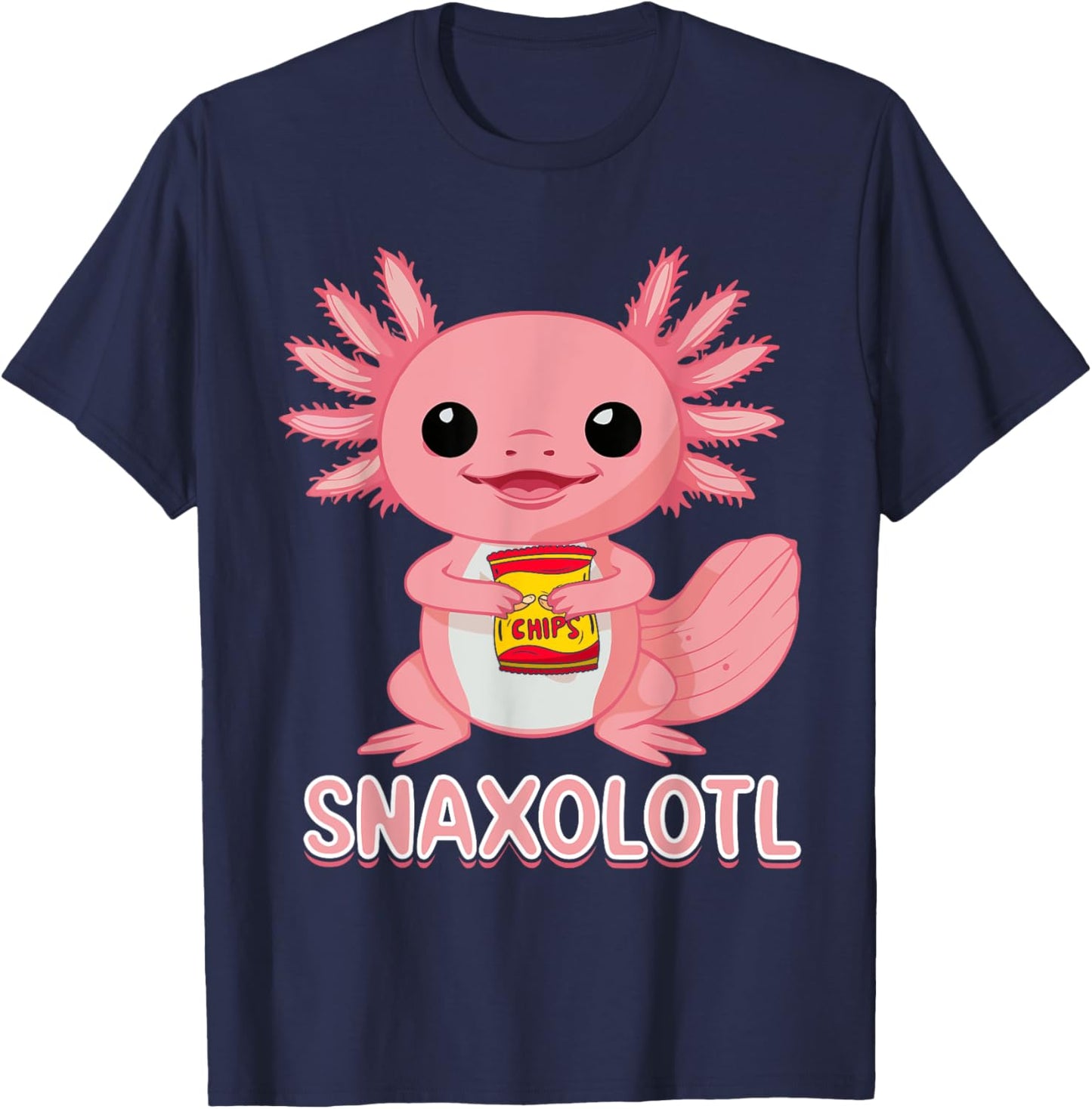 Cute Snaxolotl Kawaii Pink Axolotl Food Sweets Men Kids T-Shirt - T-Shirt | Navy