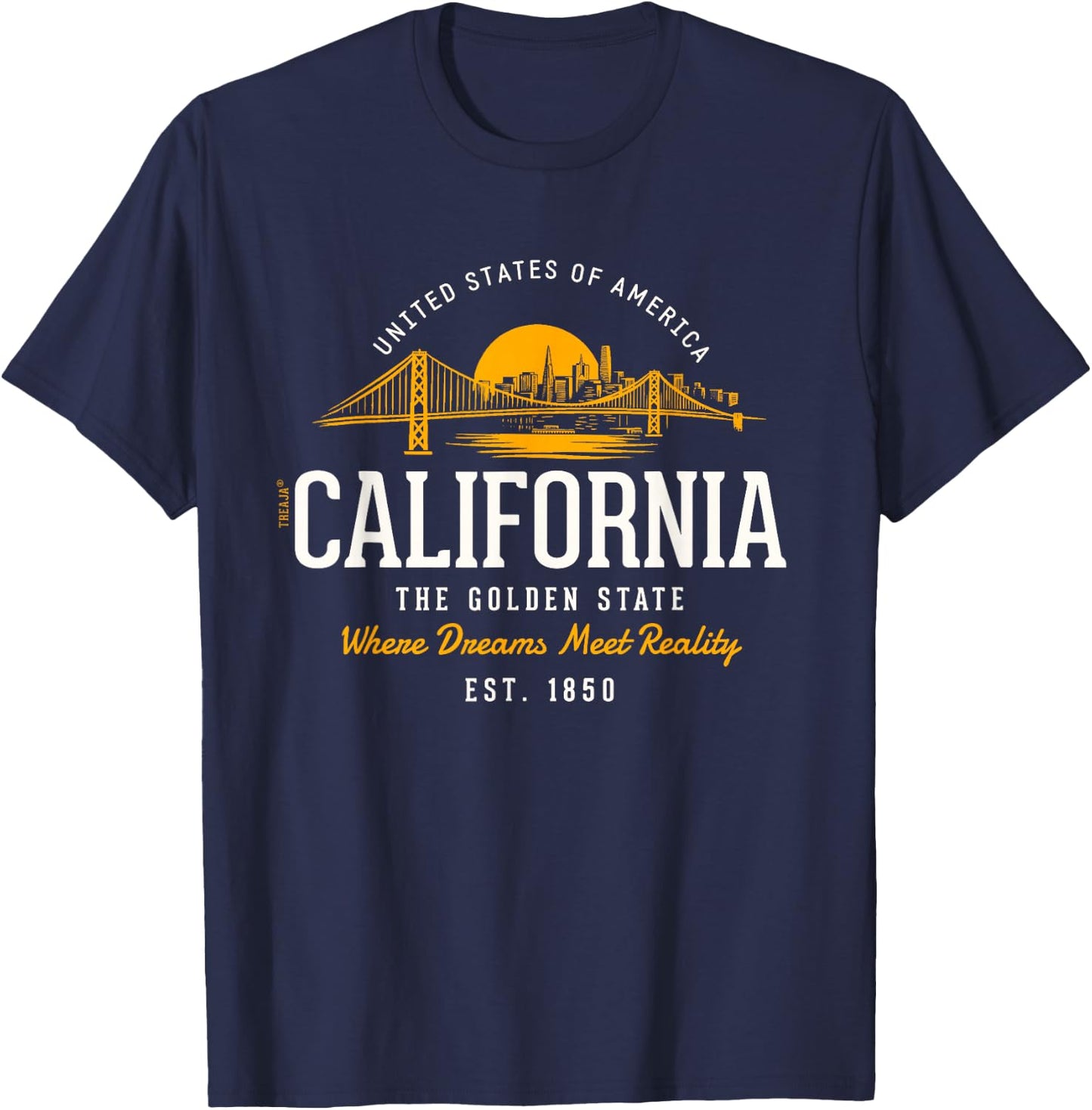 Retro Styled Vintage State of California T-Shirt - T-Shirt | Navy