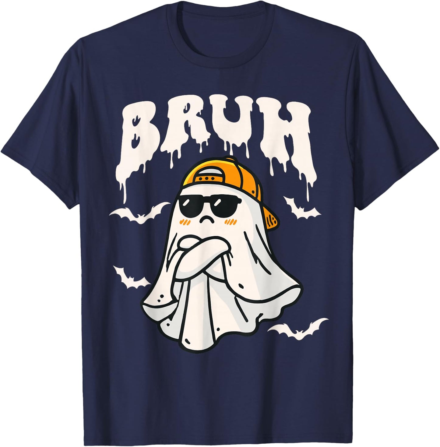 Halloween Bruh Cute Funny Ghost Boo Spirit Halloween Bruh T-Shirt - T-Shirt | Navy