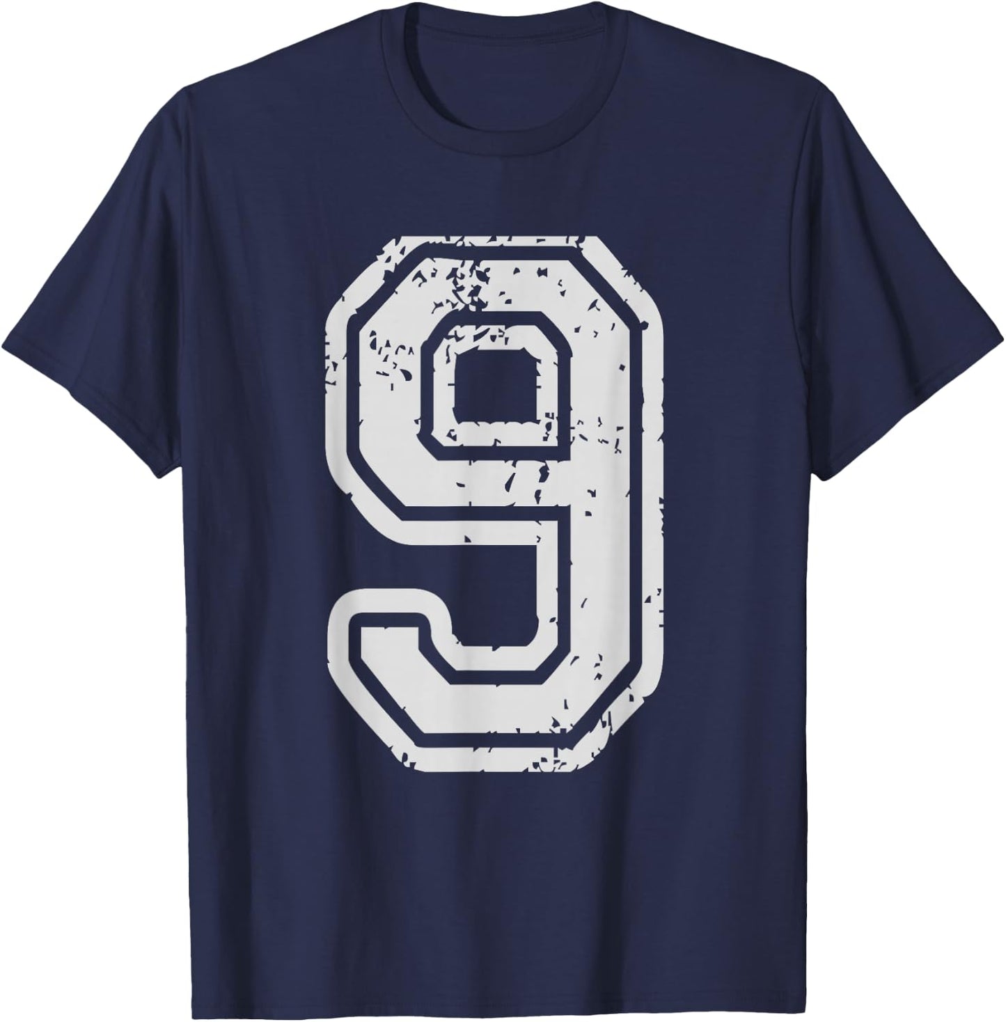 Team Jersey Uniforms Number 9 Nine School Sports Birthdays T-Shirt - T-Shirt | Navy