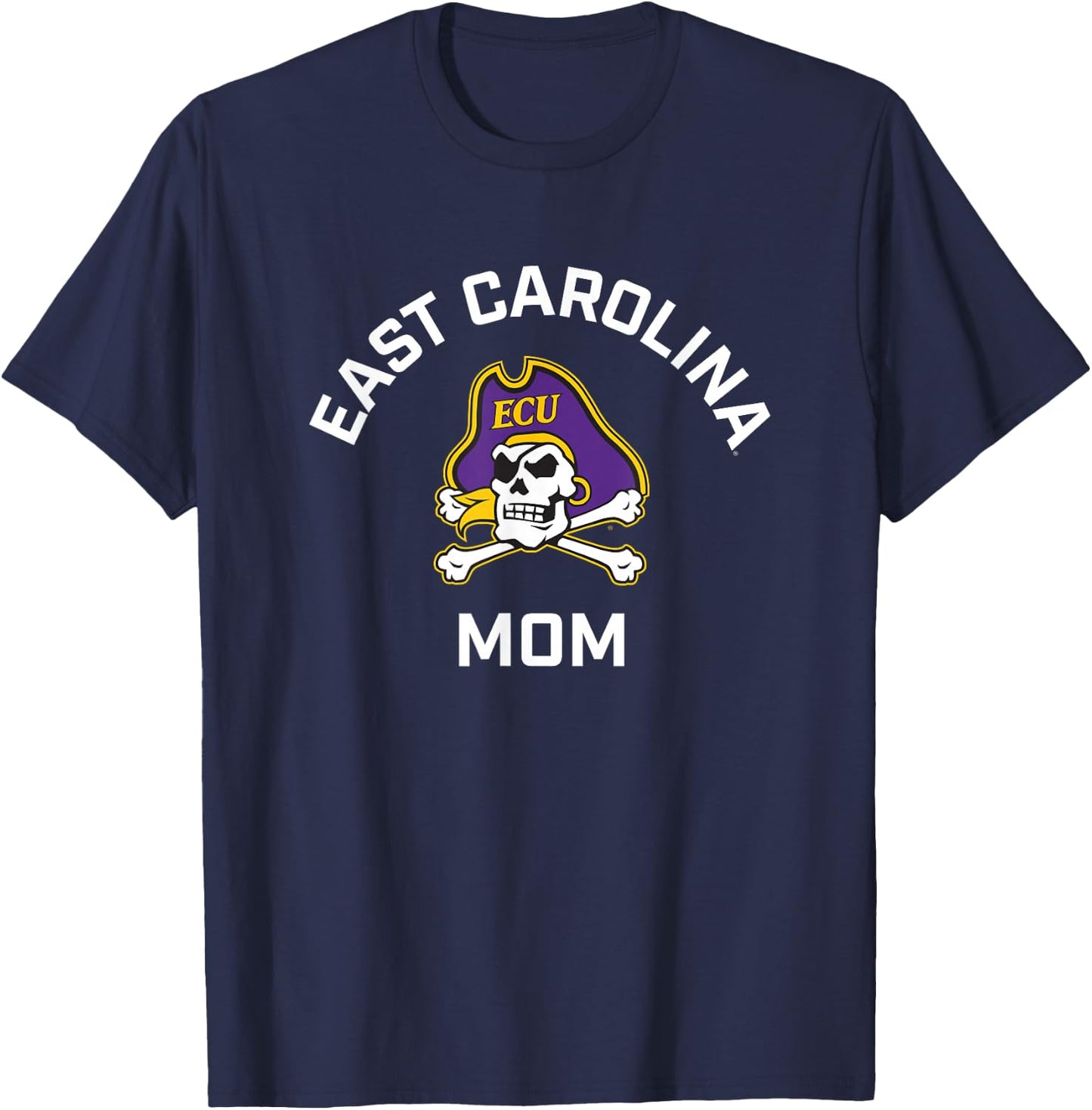 East Carolina University ECU Pirates Arched Mom T-Shirt - T-Shirt | Navy