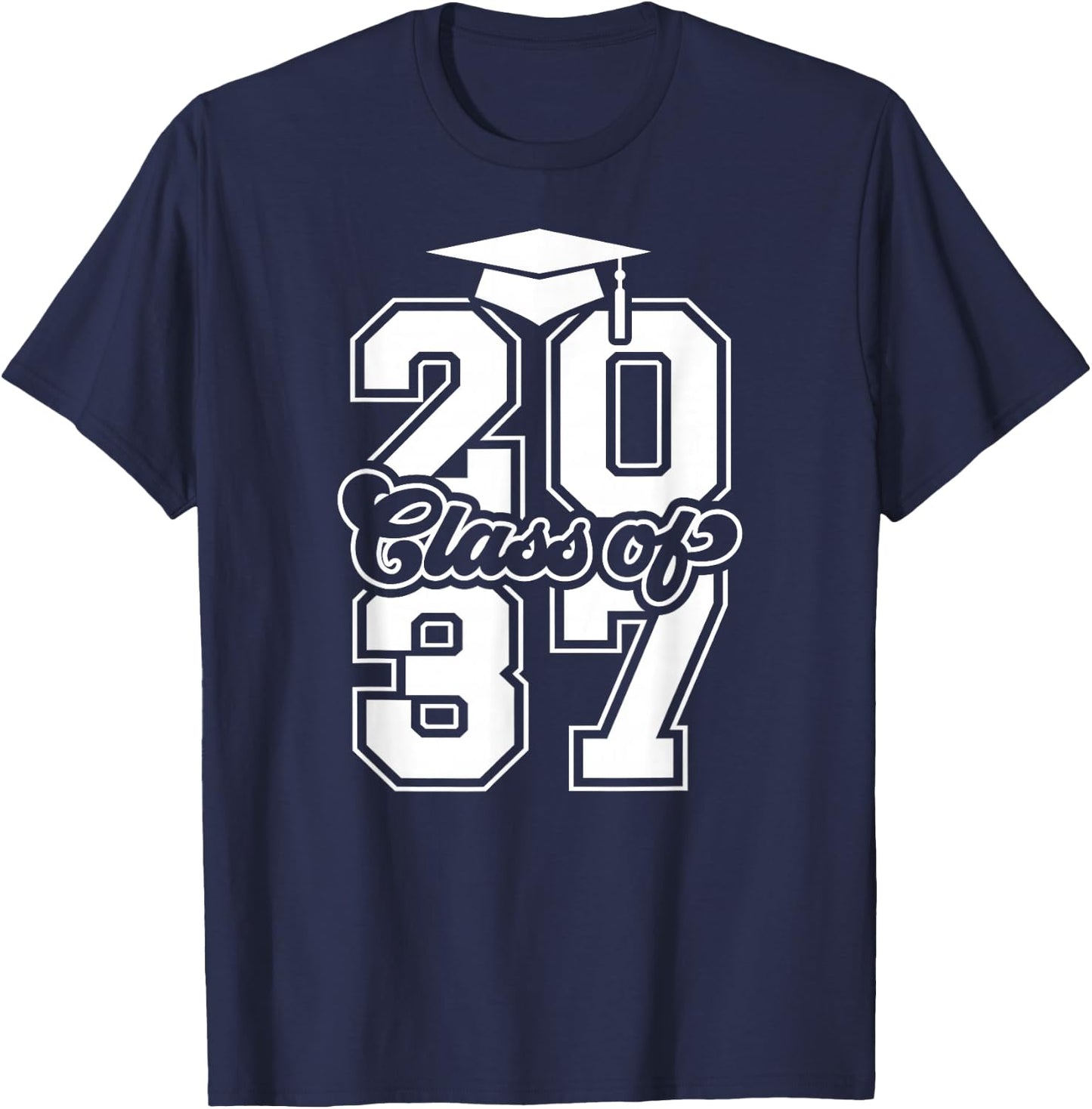 Graduating Class Of 2037 Graduation First Day Of School T-Shirt - T-Shirt | Navy