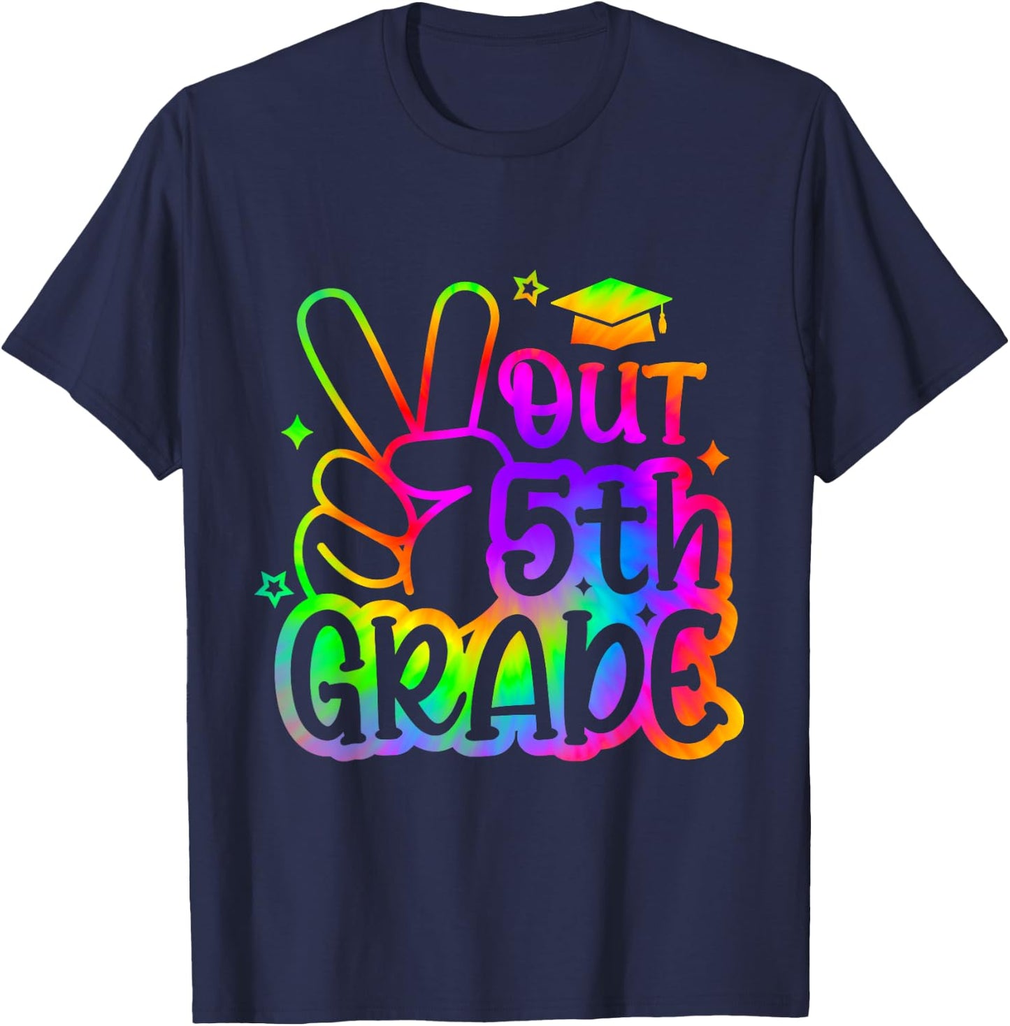 Peace Out 5th Grade Tie Dye Last Day School 2025 T-Shirt - T-Shirt | Navy