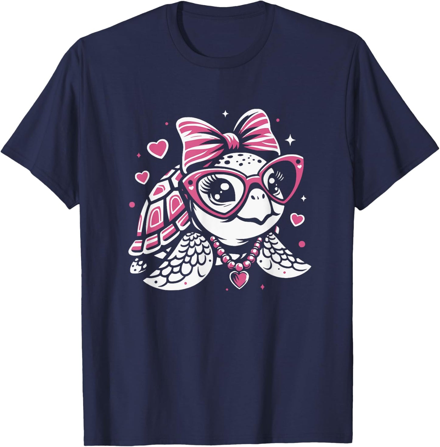 Cute Sea Turtle For Girls Graphic Art Design T-Shirt - T-Shirt | Navy