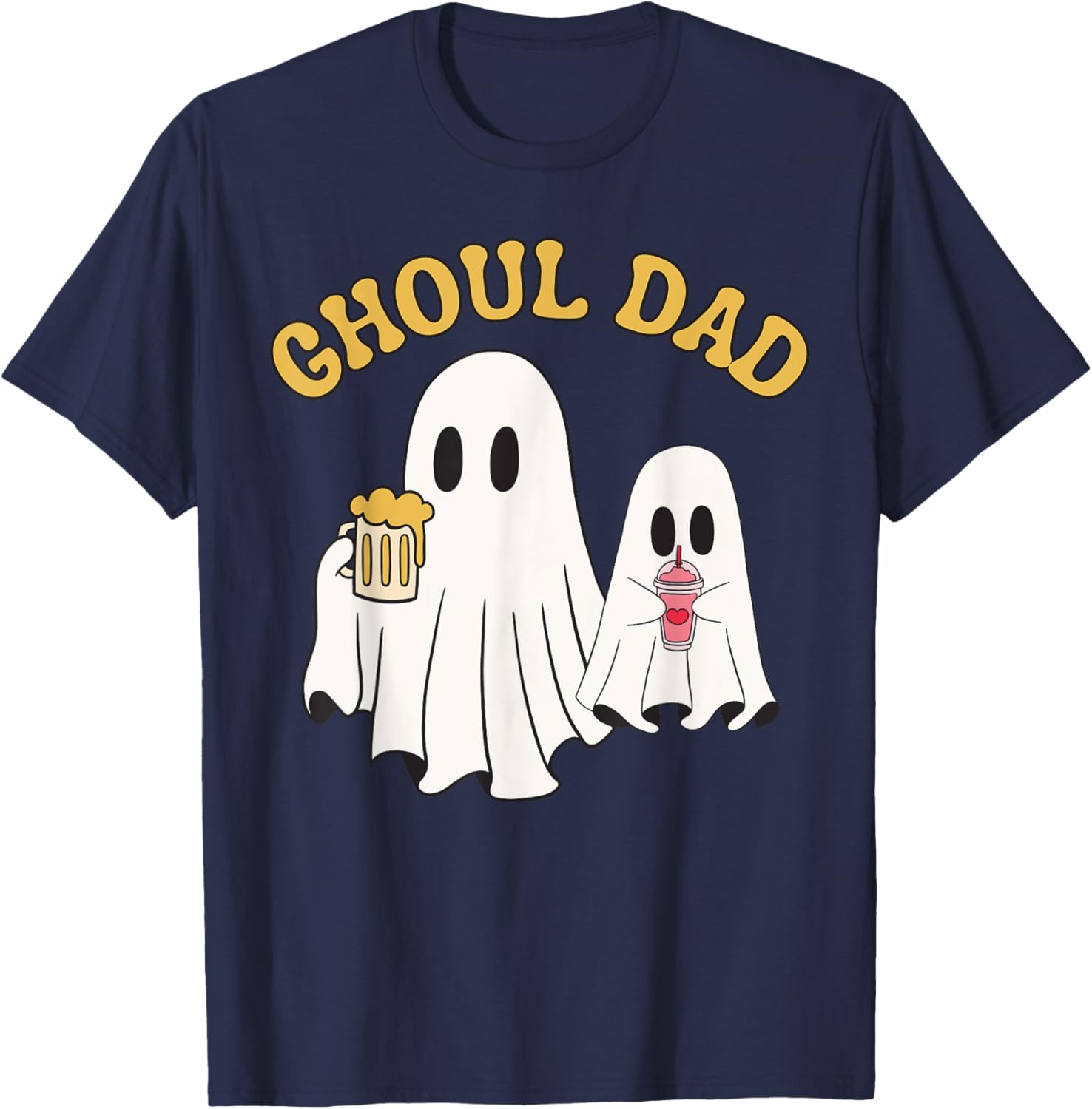 Ghoul Dad Funny Halloween Father Retro Ghost Daddy Beer T-Shirt - T-Shirt | Navy
