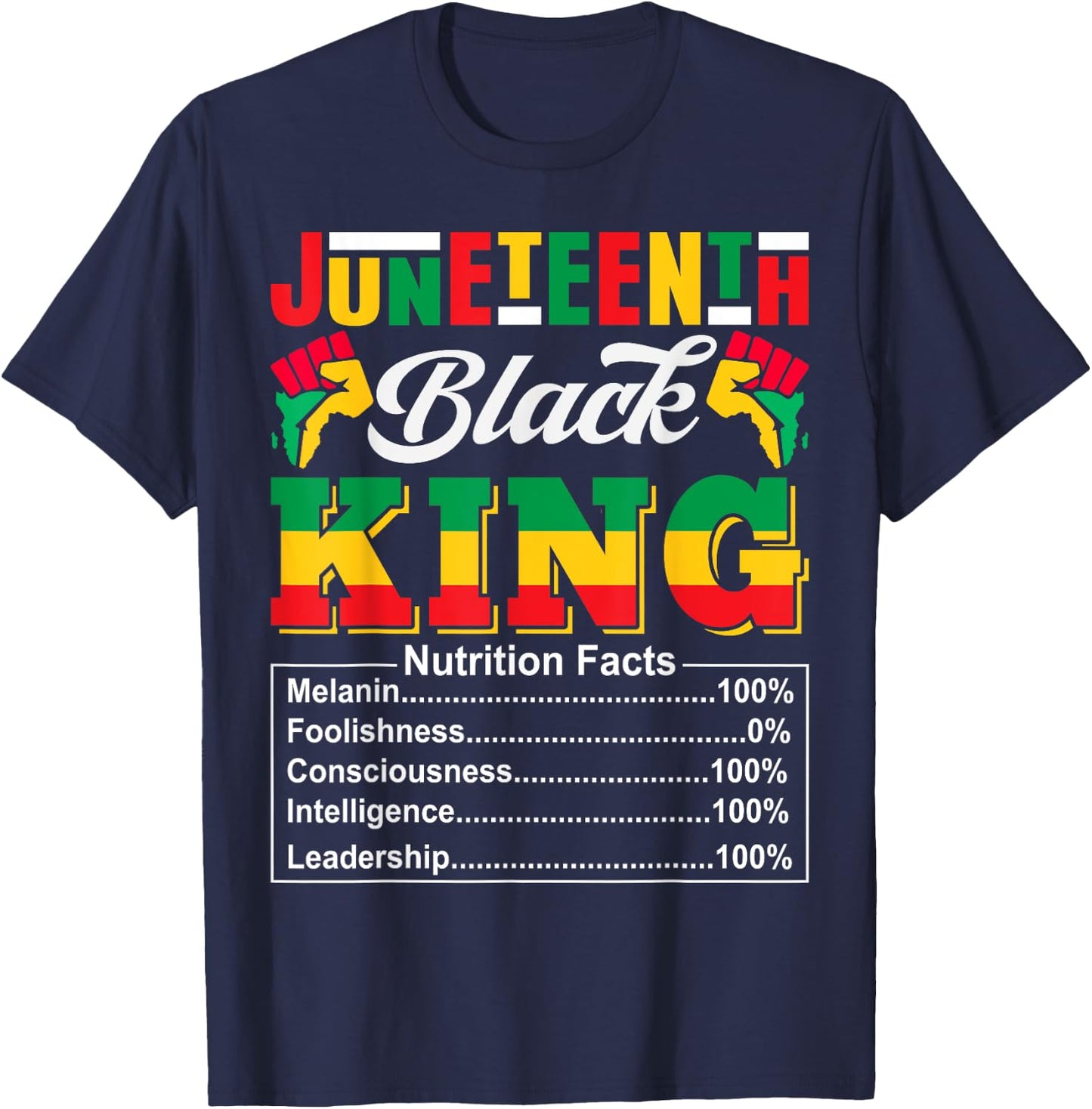 Juneteenth 1865 Black King Nutritional Facts Juneteenth Men T-Shirt - T-Shirt | Navy